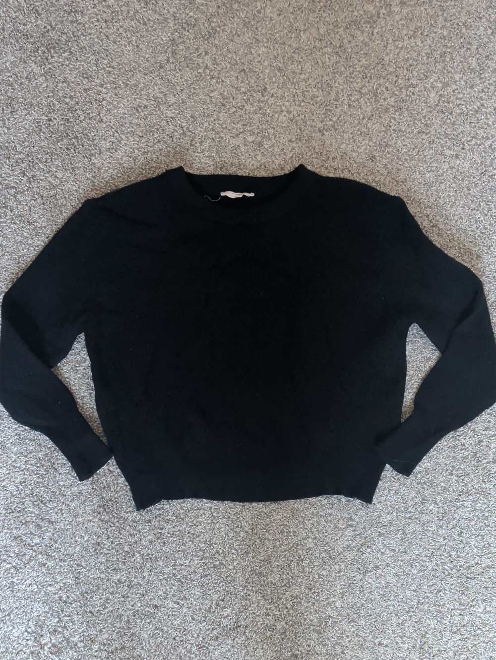 Elodie Black Ribbed Crewneck Sweater